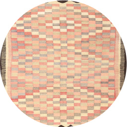 Round Traditional Brown Gold Southwestern Rug, tr1280