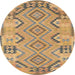 Round Traditional Dark Gold Brown Persian Rug, tr1281