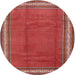 Round Traditional Copper Red Pink Persian Rug, tr1283