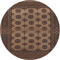 Round Traditional Bakers Brown Southwestern Rug, tr1284