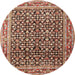 Round Traditional Saffron Red Persian Rug, tr1286