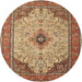 Square Machine Washable Traditional Dark Sienna Brown Rug, wshtr1287