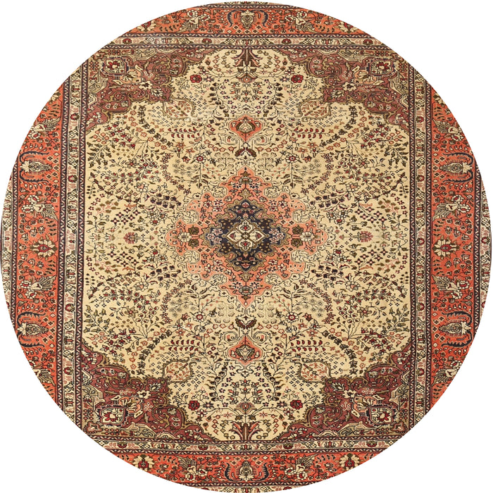 Round Traditional Dark Sienna Brown Persian Rug, tr1287