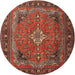 Round Traditional Red Persian Rug, tr1288