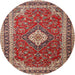 Round Traditional Red Medallion Rug, tr1289