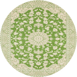 Round Traditional Khaki Gold Medallion Rug, tr128