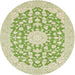 Round Traditional Khaki Gold Medallion Rug, tr128