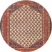 Round Traditional Sandy Brown Persian Rug, tr1290