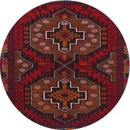 Square Machine Washable Traditional Cranberry Red Rug, wshtr1294