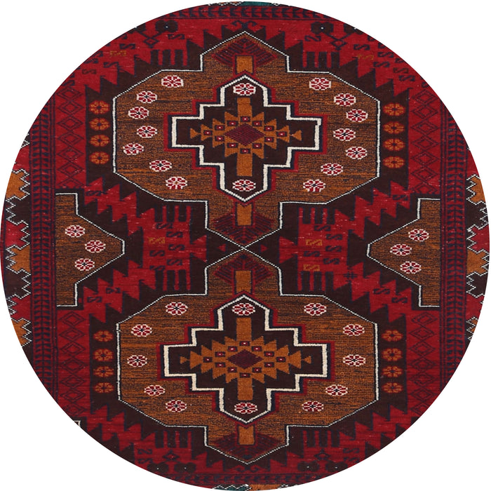 Round Traditional Cranberry Red Persian Rug, tr1294
