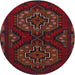 Round Traditional Cranberry Red Persian Rug, tr1294