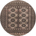 Round Traditional Bakers Brown Southwestern Rug, tr1296