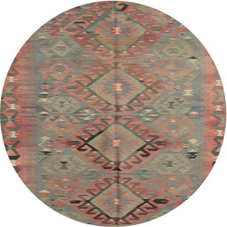 Round Traditional Rust Pink Persian Rug, tr1297