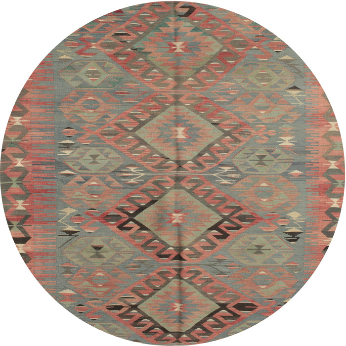 Round Traditional Rust Pink Persian Rug, tr1297