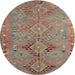 Round Traditional Rust Pink Persian Rug, tr1297