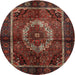 Round Traditional Sienna Brown Medallion Rug, tr129