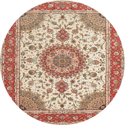 Round Traditional Brown Medallion Rug, tr12