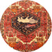 Round Traditional Red Persian Rug, tr1300