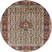 Round Traditional Light French Beige Brown Persian Rug, tr1303