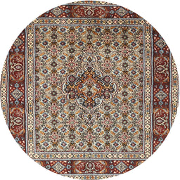 Square Machine Washable Traditional Light French Beige Brown Rug, wshtr1303