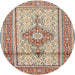 Square Machine Washable Traditional Sienna Brown Rug, wshtr1304