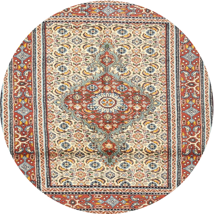 Round Traditional Sienna Brown Medallion Rug, tr1304