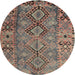 Round Traditional Brown Southwestern Rug, tr1306