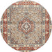 Square Machine Washable Traditional Sienna Brown Rug, wshtr1307