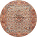 Round Traditional Chestnut Red Persian Rug, tr1308