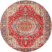 Square Machine Washable Traditional Red Rug, wshtr1309