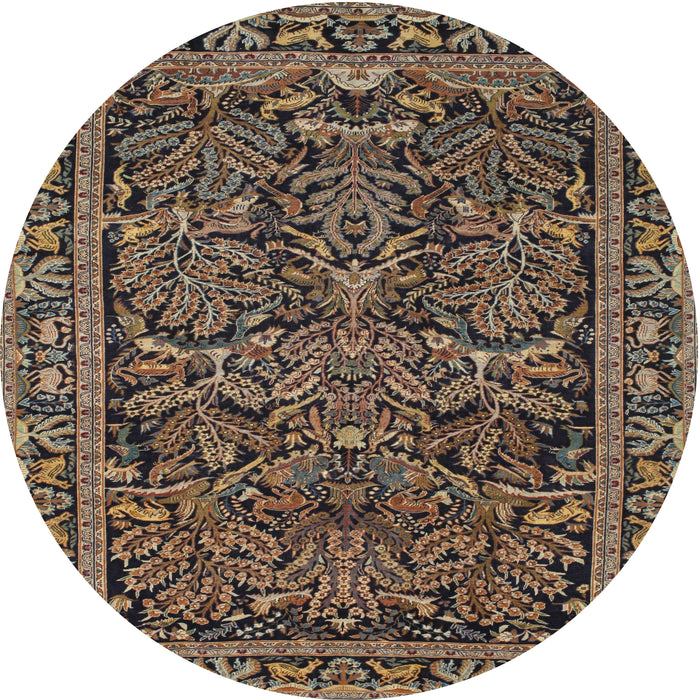 Round Traditional Dark Almond Brown Persian Rug, tr130