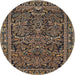 Round Traditional Dark Almond Brown Persian Rug, tr130