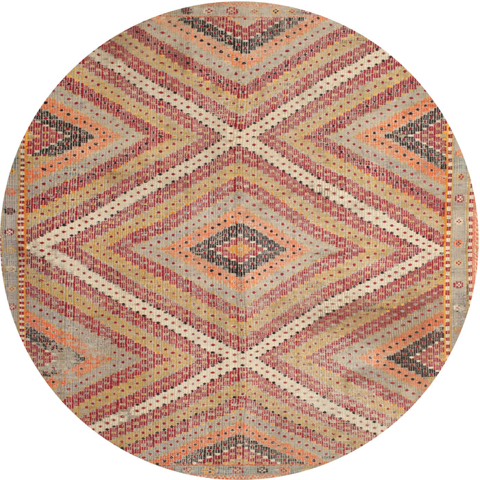 Round Traditional Orange Southwestern Rug, tr1310