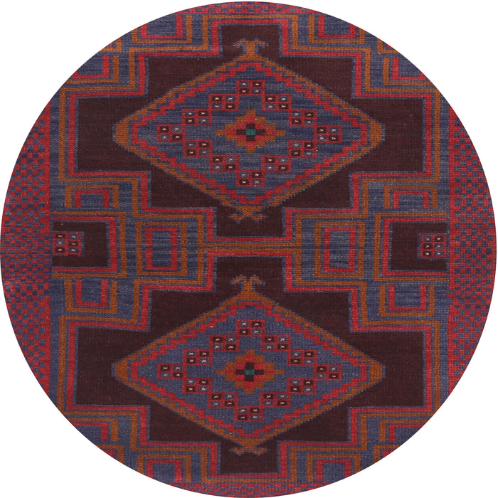 Round Traditional Maroon Purple Persian Rug, tr1312