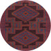 Round Traditional Maroon Purple Persian Rug, tr1312