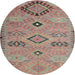 Round Traditional Rust Pink Persian Rug, tr1318