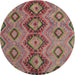 Round Traditional Brown Red Southwestern Rug, tr1319