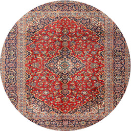 Round Traditional Camel Brown Medallion Rug, tr1320