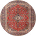 Round Traditional Camel Brown Medallion Rug, tr1320