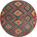 Round Traditional Army Brown Southwestern Rug, tr1322