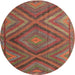 Round Traditional Red Southwestern Rug, tr1323