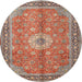 Round Traditional Camel Brown Persian Rug, tr1326