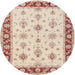 Round Traditional Deep Peach Orange Persian Rug, tr1327