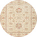 Round Traditional Golden Blonde Gold Oriental Rug, tr1330