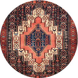 Round Traditional Rust Pink Persian Rug, tr1331