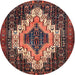 Round Traditional Rust Pink Persian Rug, tr1331