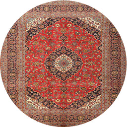 Round Traditional Red Medallion Rug, tr1333