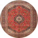 Round Traditional Red Medallion Rug, tr1333