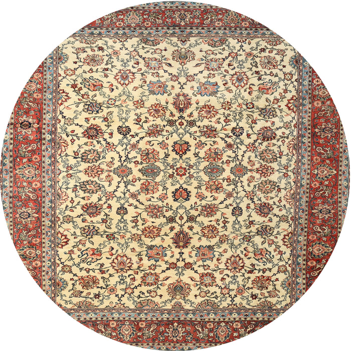 Round Traditional Chestnut Brown Persian Rug, tr1334