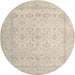 Round Traditional Tan Brown Oriental Rug, tr1335